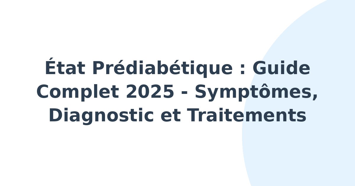 État prédiabétique